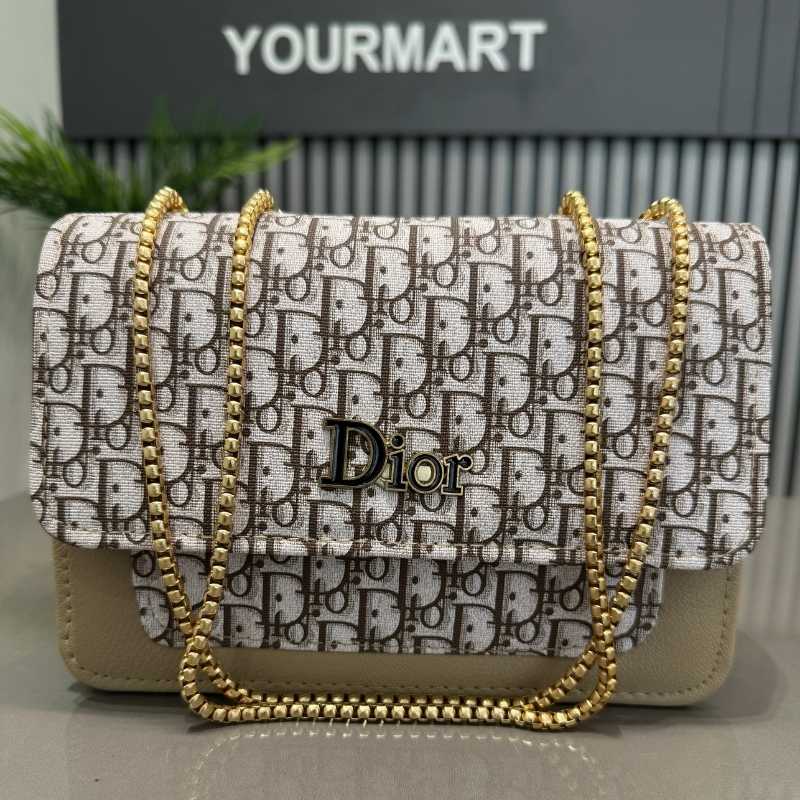 Dior Oblique Canvas & Beige Leather Flap Clutch – Timeless Designer Statement Piece