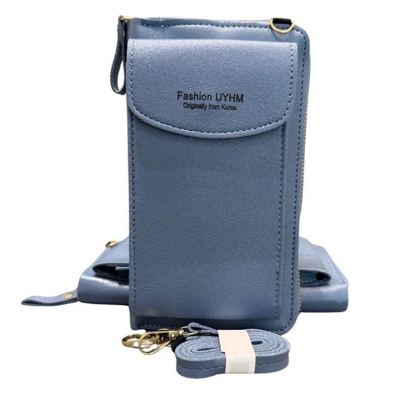 Portable Soft Leather Women’s Crossbody Bag | Wallet & Mobile Phone Purse | Light Blue