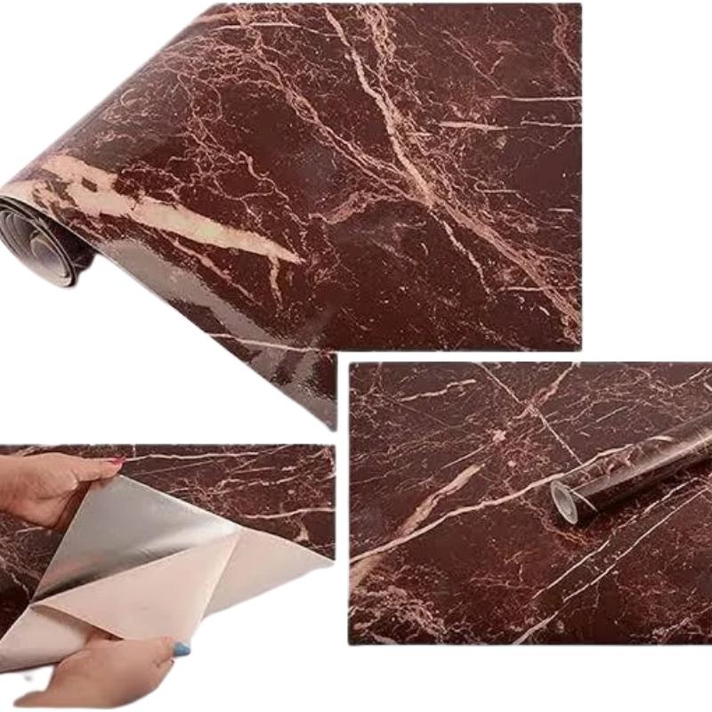Marble Sheet Sticker | Autumn Brown Design | 60cm x 200cm | Waterproof Self-Adhesive PVC Wallpaper for Furniture & Walls