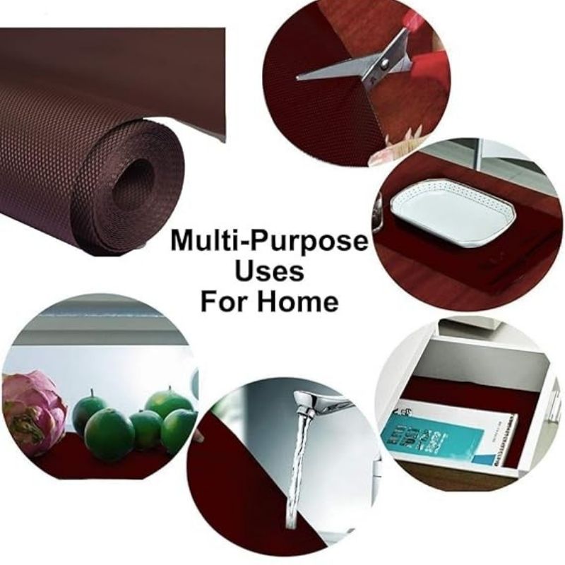 Anti-Slip Fridge & Shelf Mat | Waterproof & Washable Sheet for Kitchen, Drawer, Cabinet Use | Brown Color
