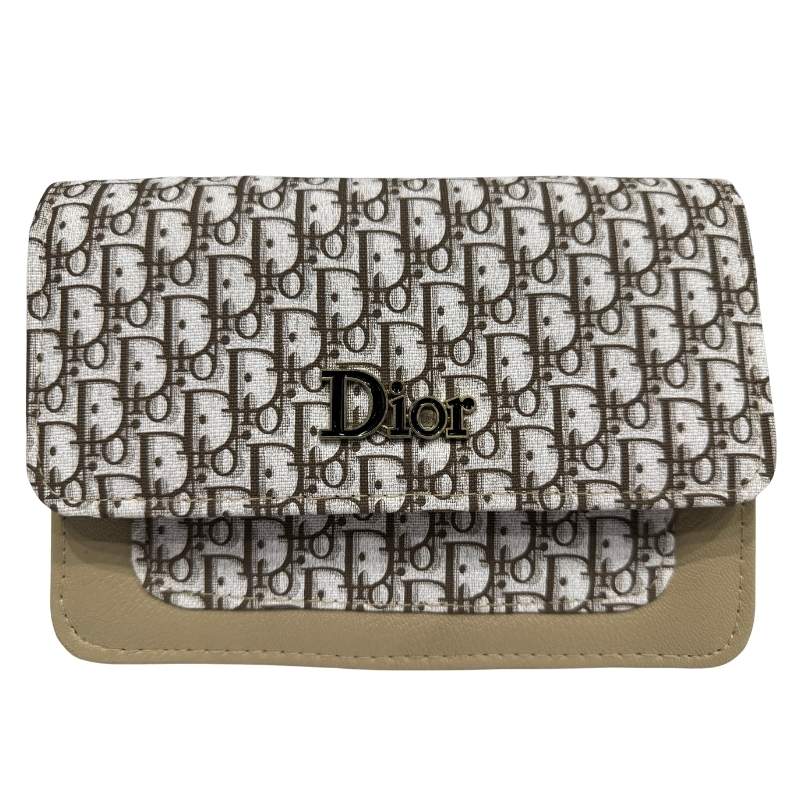 Dior Oblique Canvas & Beige Leather Flap Clutch – Timeless Designer Statement Piece