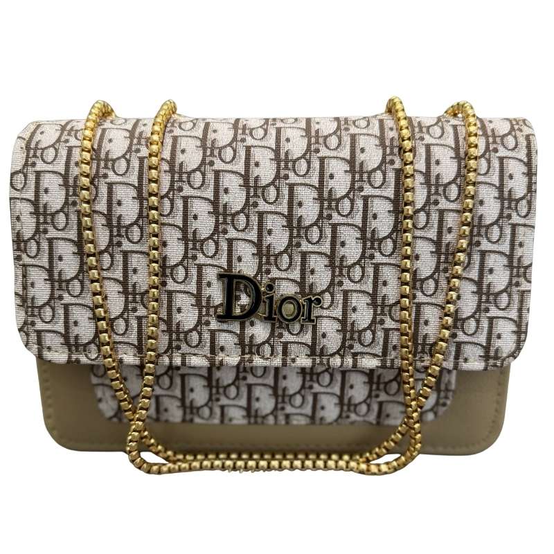 Dior Oblique Canvas & Beige Leather Flap Clutch – Timeless Designer Statement Piece