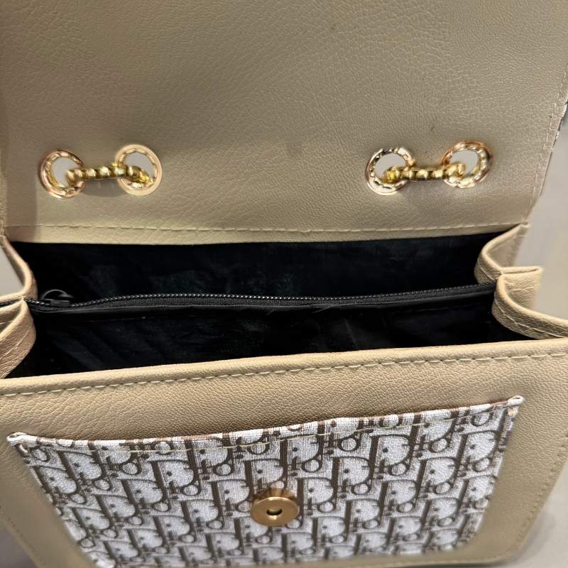 Dior Oblique Canvas & Beige Leather Flap Clutch – Timeless Designer Statement Piece