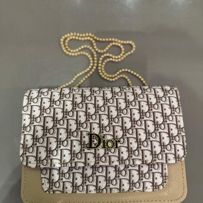 Dior Oblique Canvas & Beige Leather Flap Clutch – Timeless Designer Statement Piece